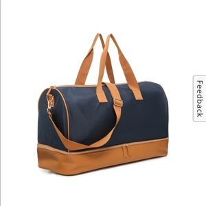 NEW Weekender travel luggage bag navy large shoe compartment duffle